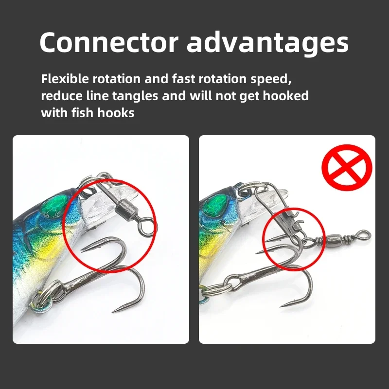 Conector giratorio Q-pins, suministros de aparejos de pesca, 100 piezas - imagen 3