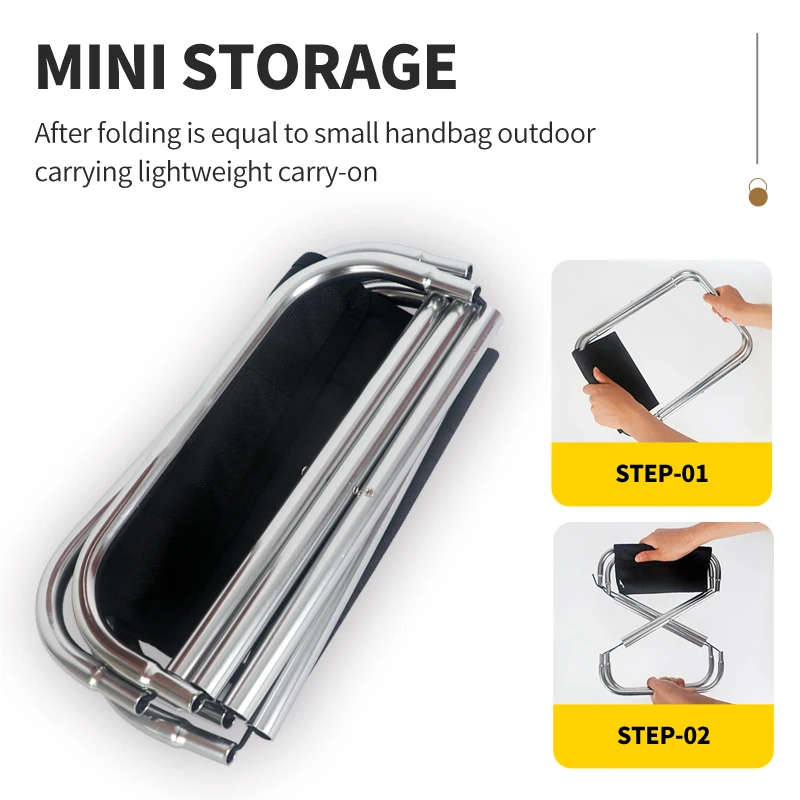Taburete plegable portátil de aleación de aluminio para exteriores, taburete para Picnic y Camping, MIni silla de almacenamiento para pesca, muebles ultraligeros - imagen 3