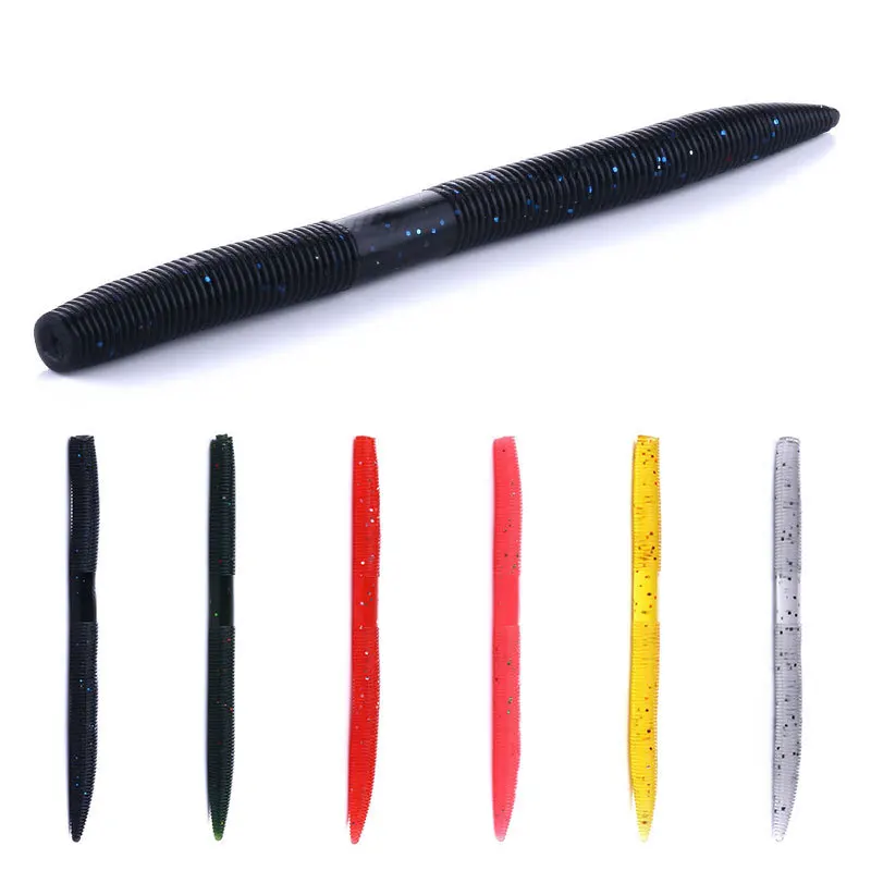 Señuelo de gusano de gusanos de pesca, cebo suave con rosca de tornillo de sal, larva de 13,5 cm, 10g, señuelos artificiales de fundición larga, lote de 4 piezas en oferta