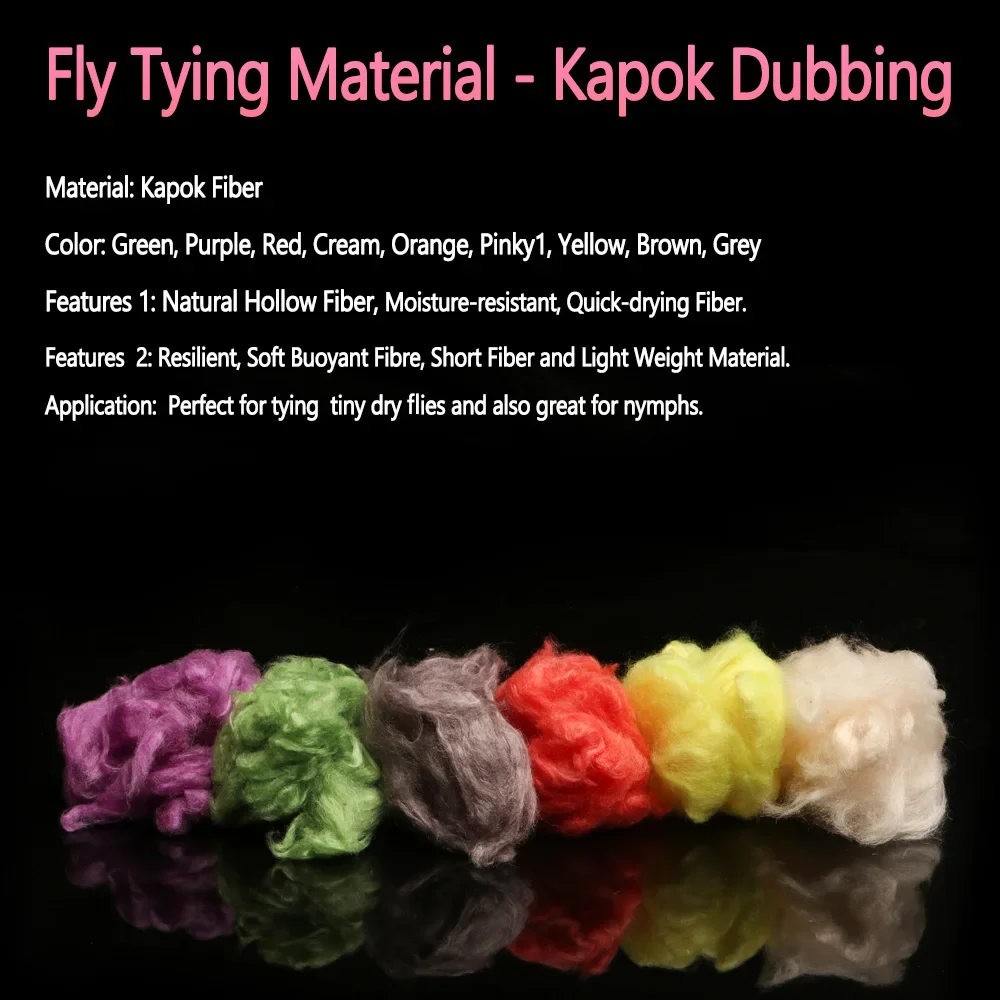 Bimoo-Material de atado de moscas Kapok, fibra flotador suave, Dub flotante para mosca seca, Nmyphs, trucha, Señuelos de Pesca, 1 paquete, 3 paquetes - imagen 3