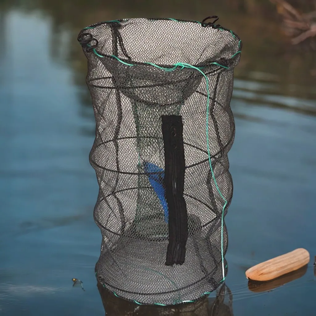 Red de pesca plegable portátil, trampa para cangrejos y camarones, jaula de malla, red de pesca de nailon duradera para carpa, cruciana, Lucio, aparejos de pesca al aire libre - imagen 3