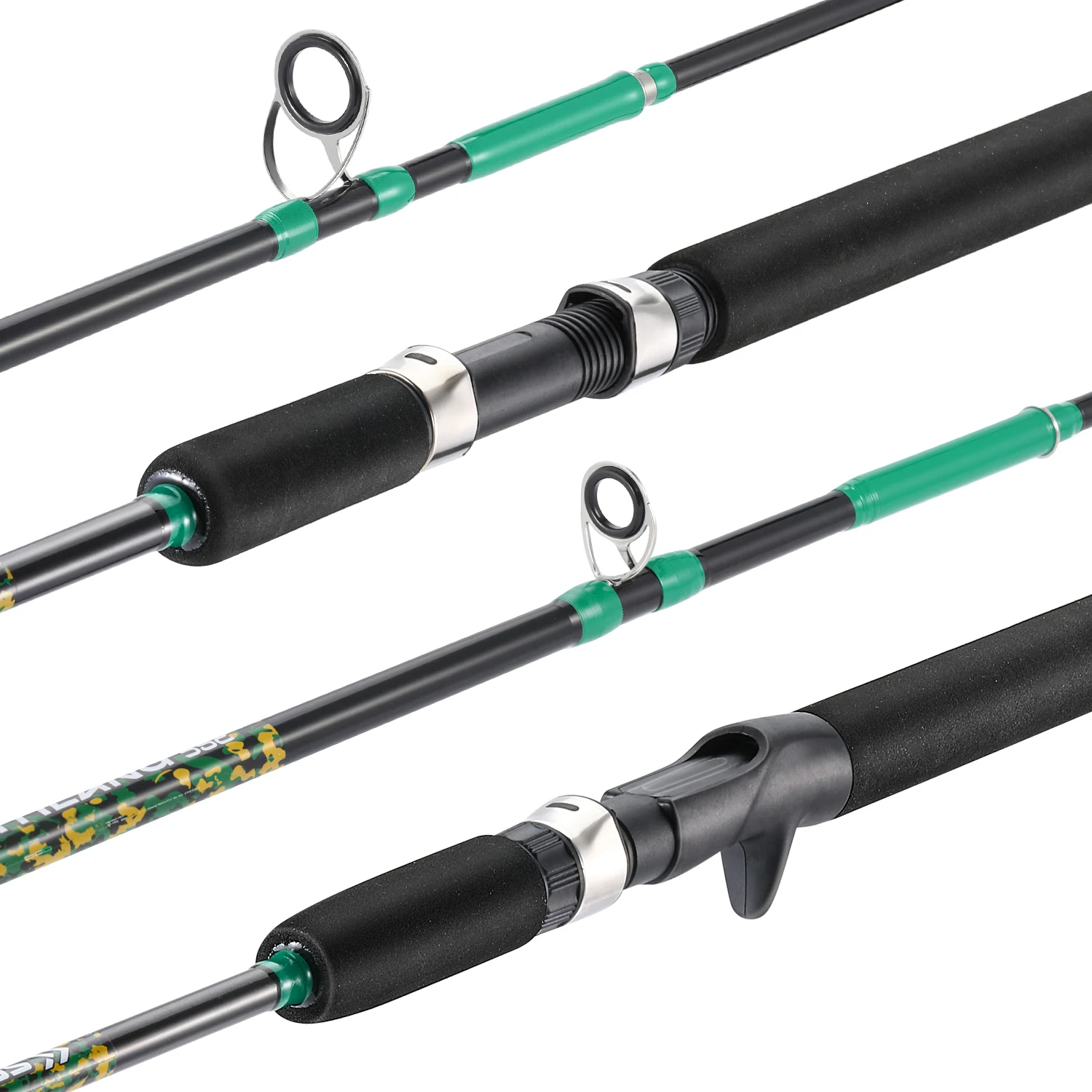 Caña de pescar Sougayilang Baitcasting, caña de pescar de fibra de carbono de 2 secciones, caña giratoria de 1,65 m, mango EVA, agarre para lubina, Pesca de agua dulce