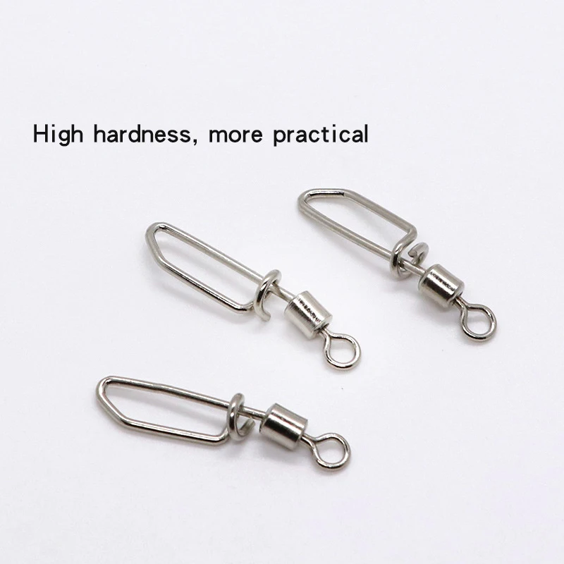 1000 piezas 2 #   4 #   6 #   8 # 10 #   Conector giratorio de rodamiento de pasador de pesca a presión de acero inoxidable para accesorios de aparejos de señuelo de anzuelo - imagen 3
