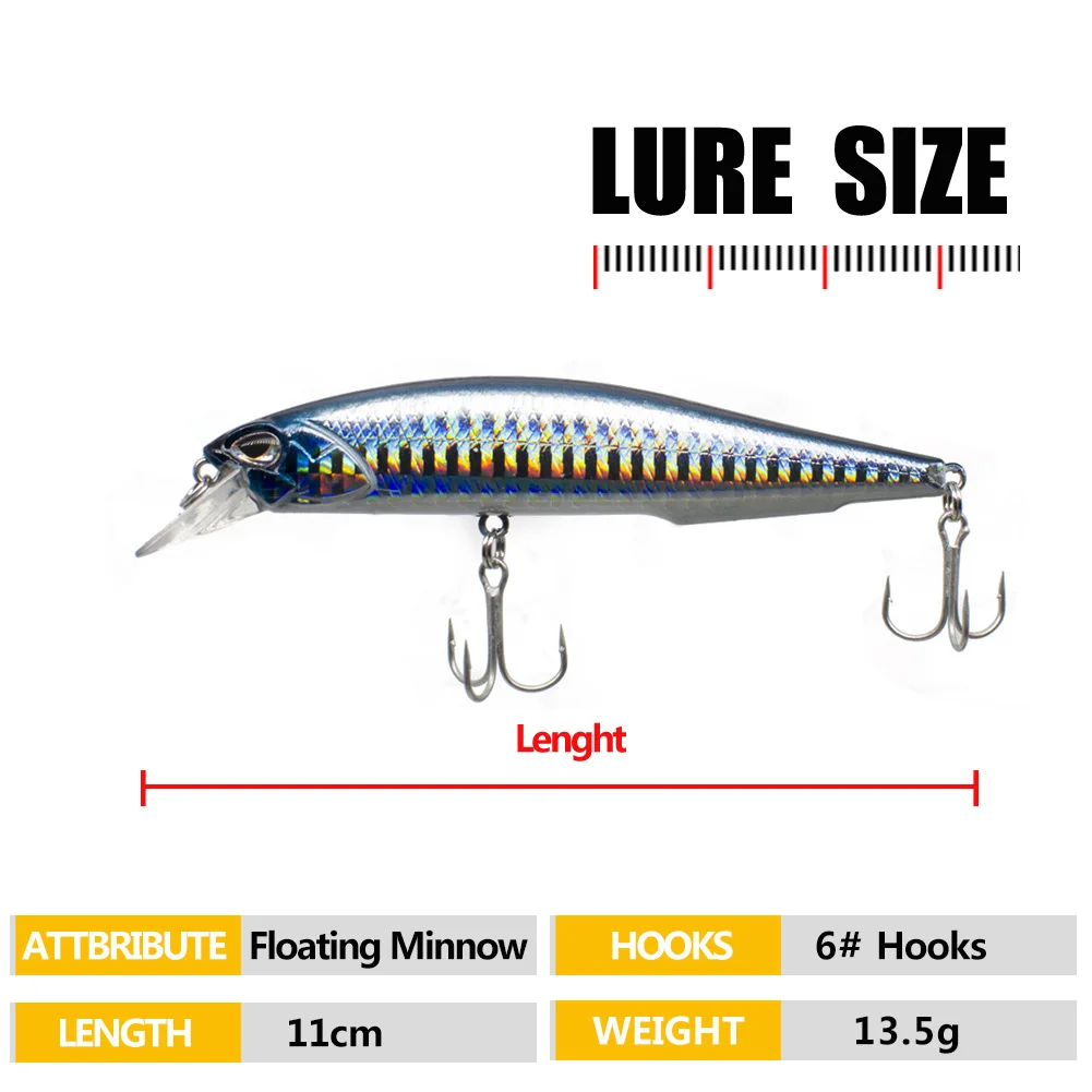 Señuelo flotante Minnow Wobbler, cebo de Pesca de fundición larga profunda, Jerkbait Crankbaits, perca, Mini Wobblers, 100F, 13,5g - imagen 4