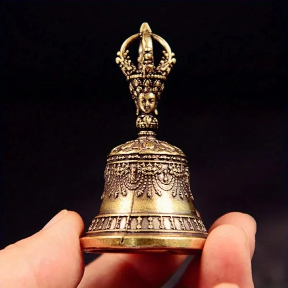 Campana de cobre Retro de alta calidad, campana de bronce tibetano ligera portátil, campanas de viento de fundición a presión, accesorios de decoración del hogar - imagen 5