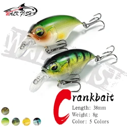 WALK FISH Crankbait 38mm/8g Minnow señuelo de Pesca Artificial Wobbler sonajeros cebo duro ojos 3D herramientas de aparejos de Pesca manivela Pesca