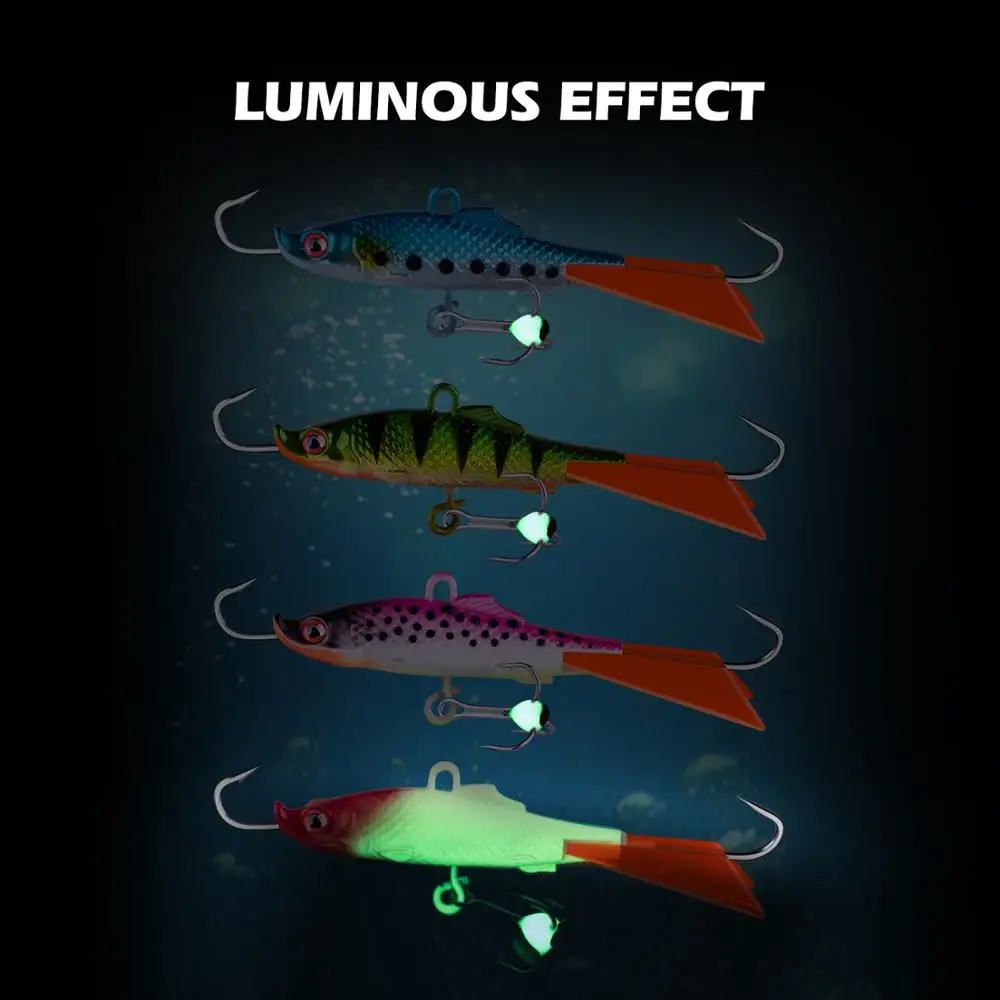 Goture-señuelo de pesca de invierno, cebo Artificial duro con ganchos luminosos para perca, Lucio, 15g, 68mm, 1 unidad