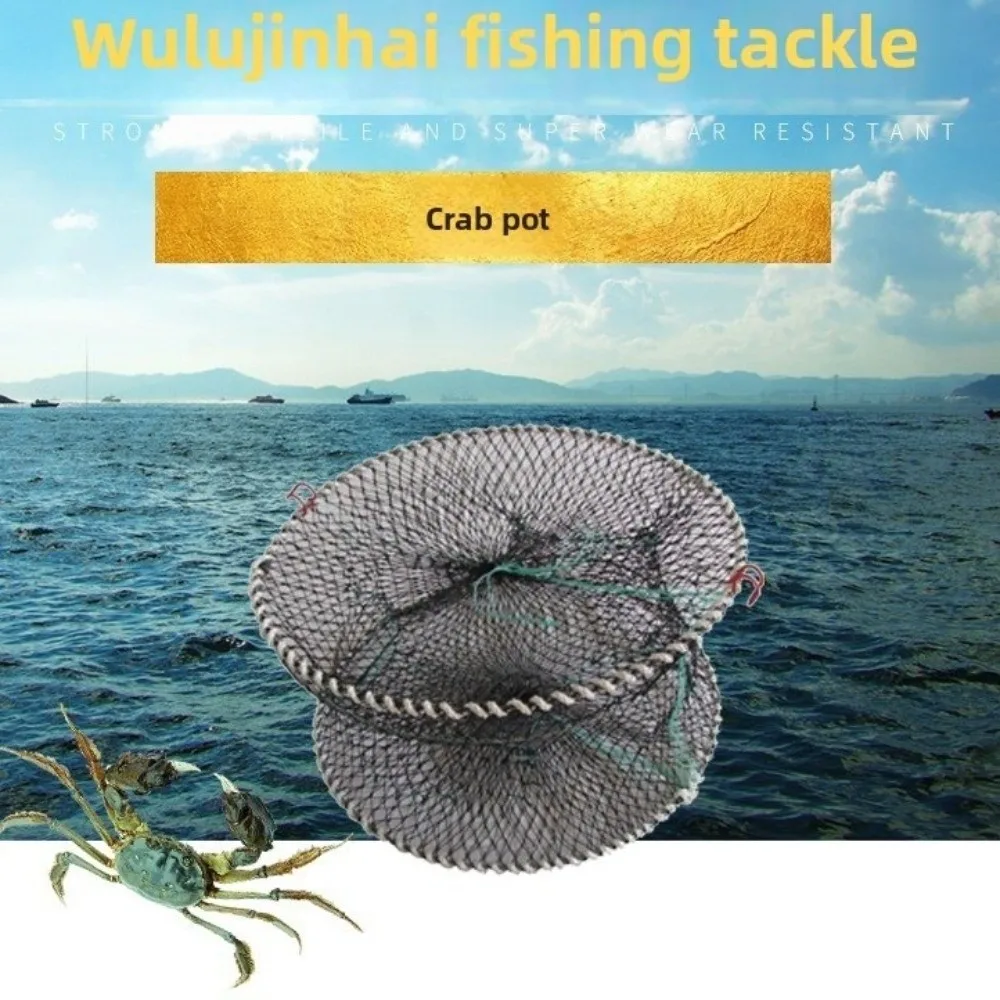 Jaula plegable cangrejos camarones resorte – tres orificios, redonda - imagen 3