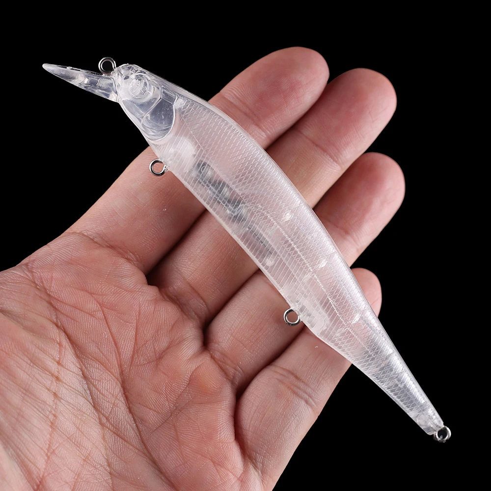 Chan'sHuang, 20 piezas, cebo transparente en blanco sin pintar, 13cm, 13,7g, sonajeros flotantes, pececillo, bricolaje, hecho a mano, aparejos de señuelo de pesca Artificial - imagen 4