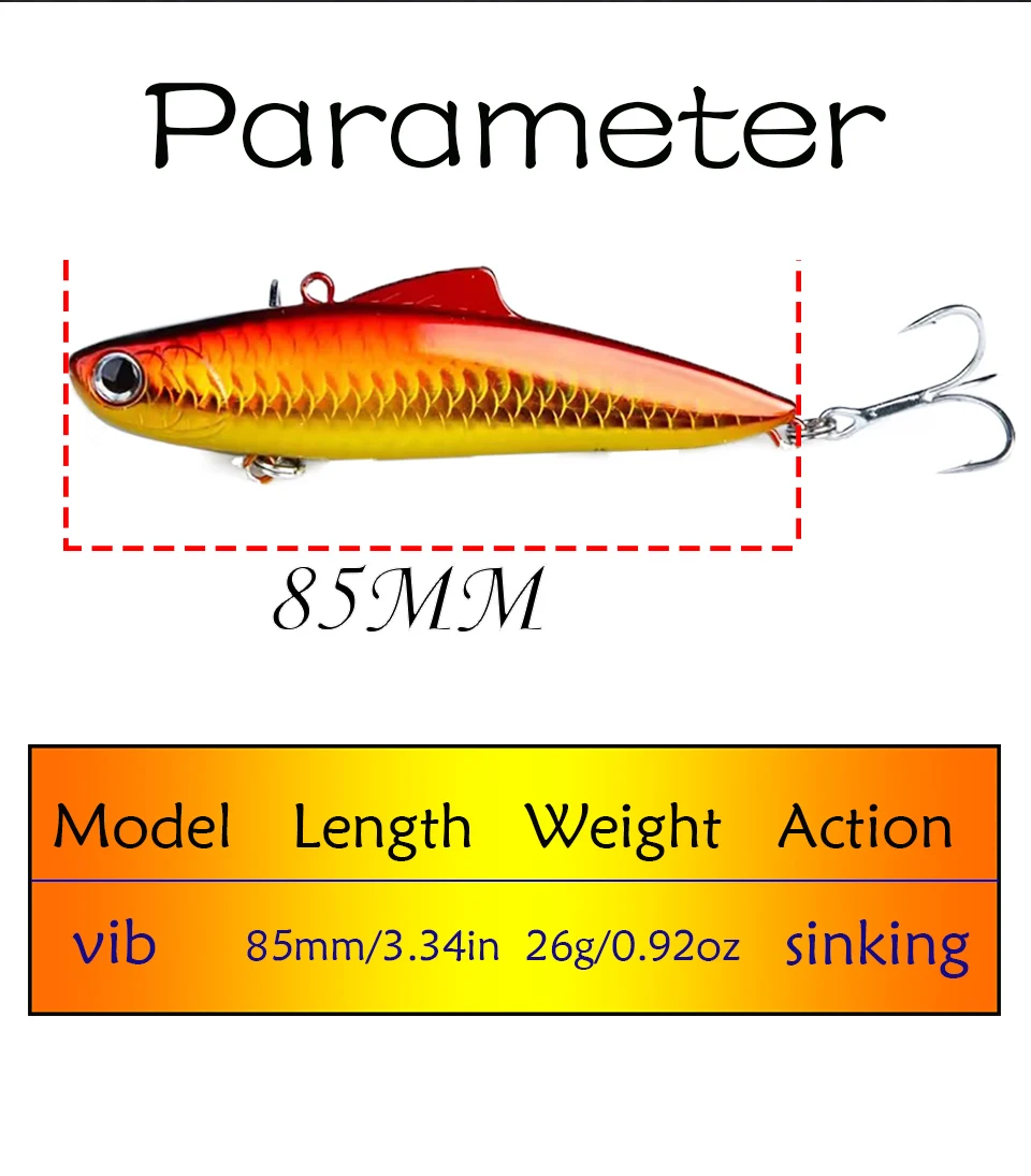 Testar-señuelo de Pesca de 85MM y 26G, Wobblers de vibración Artificial, láser VIB, cebo duro de hielo para invierno - imagen 3