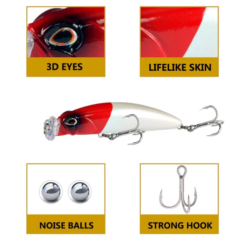1 unidad de Mini pececillo Wobblers de 10g/8 CM, Señuelos de Pesca flotantes, Crankbait, Swimbait duro Artificial, señuelo de pez, Lucio, Wobblers, mar - imagen 3