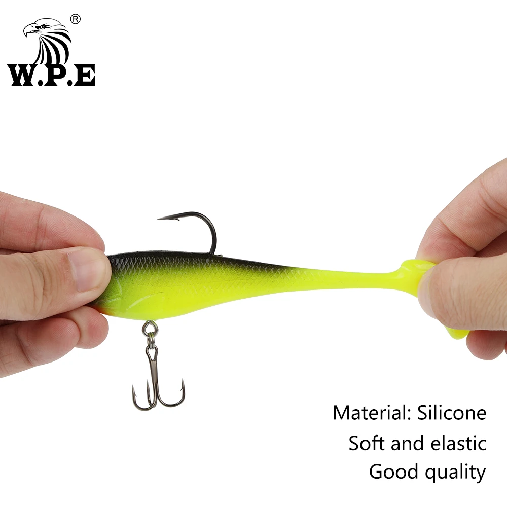 W.P.E-señuelo suave de 8cm/10cm/12cm/14cm, 16g-38g, cebo de Pesca con cabeza de plomo, cebo falso, señuelo de silicona, Wobblers suaves, aparejos de Pesca - imagen 2
