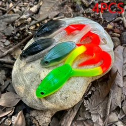 Señuelo rana PVC suave doble cola rizada para lubina y trucha
