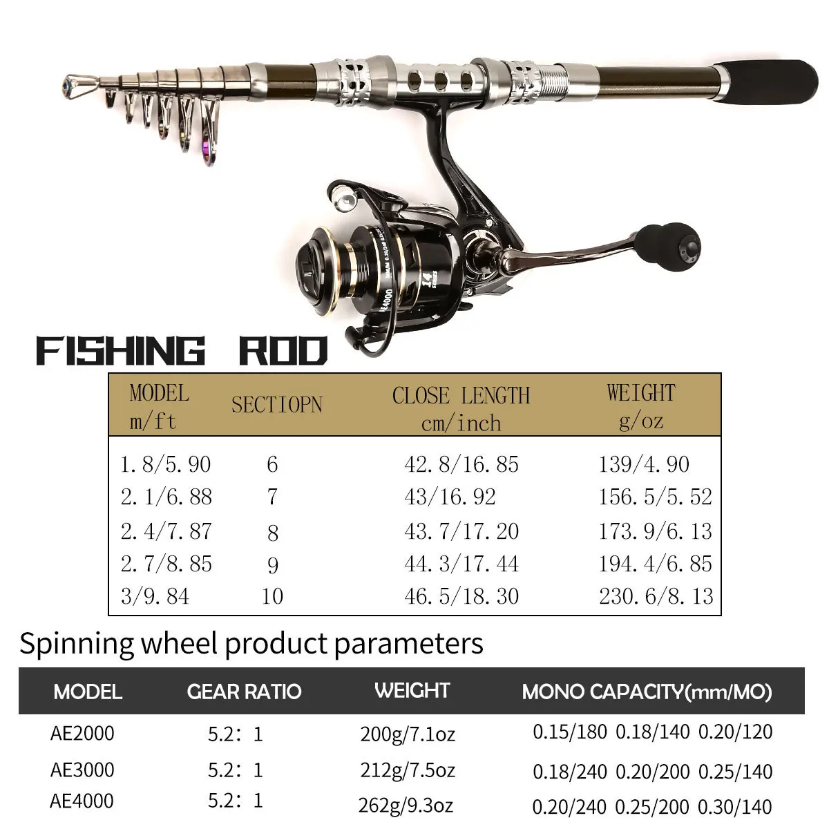 Juego de ruedas de caña de pescar de carbono Luya, caña de pescar telescópica para pesca en el mar, carrete giratorio, juego de pesca de agua dulce para viaje - imagen 5