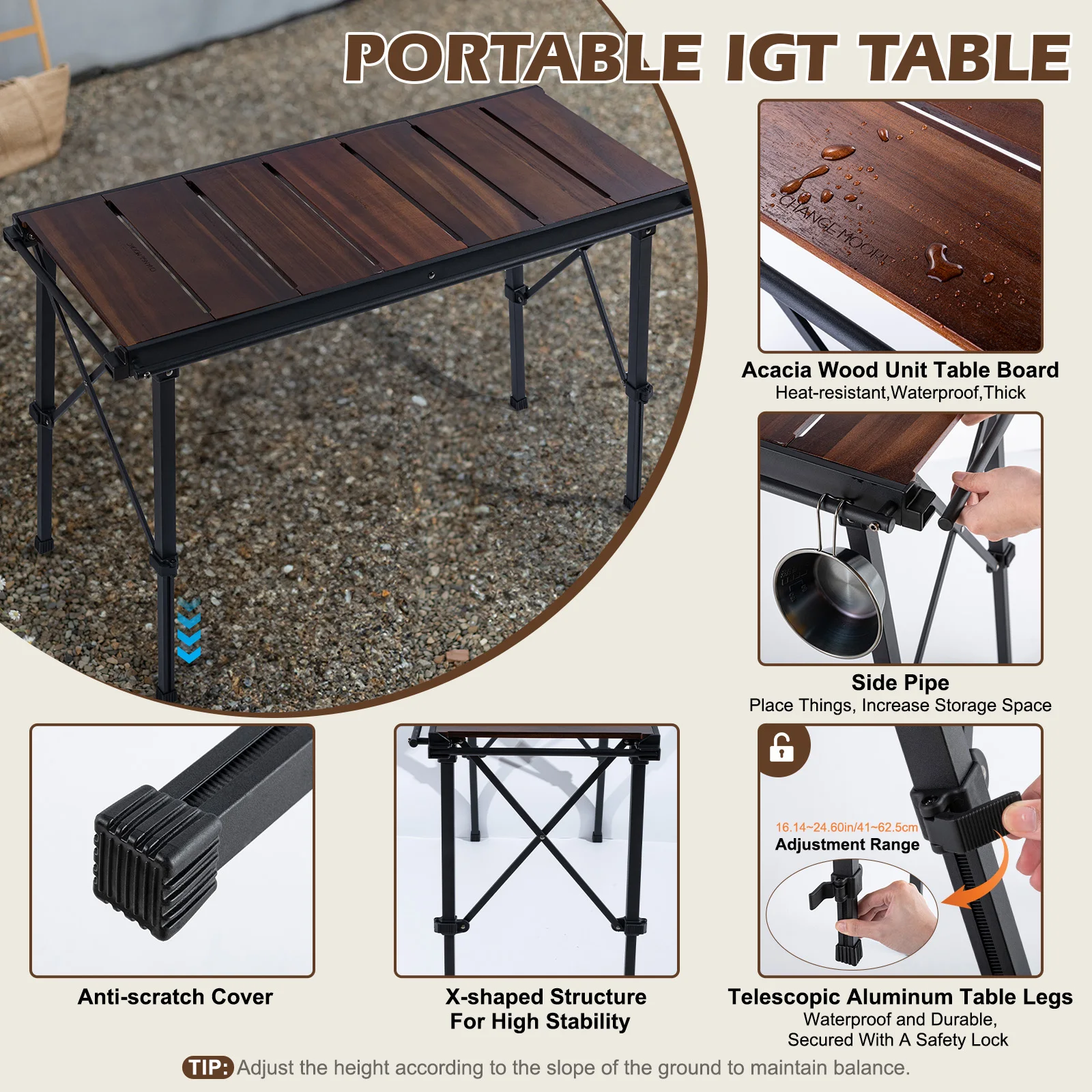 Mesa plegable multifuncional para exteriores CHANGE MOORE, escritorio de Camping de 91x40cm, mesas de Picnic fáciles de instalar para exteriores, mesa de barbacoa con bolsa - imagen 2