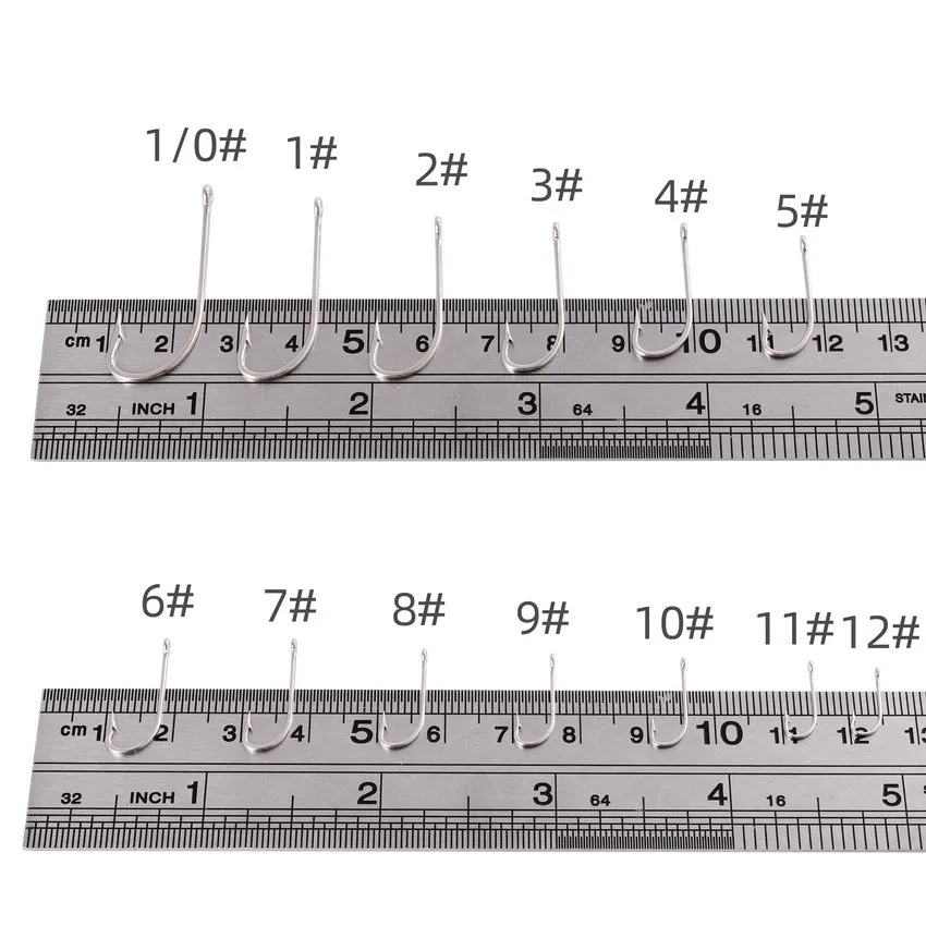 100 Uds. Anzuelos plateados de acero rico en carbono, anzuelos de pesca de vástago grande y largo, juego de anzuelos con púas de ojos, accesorios de pesca - imagen 5