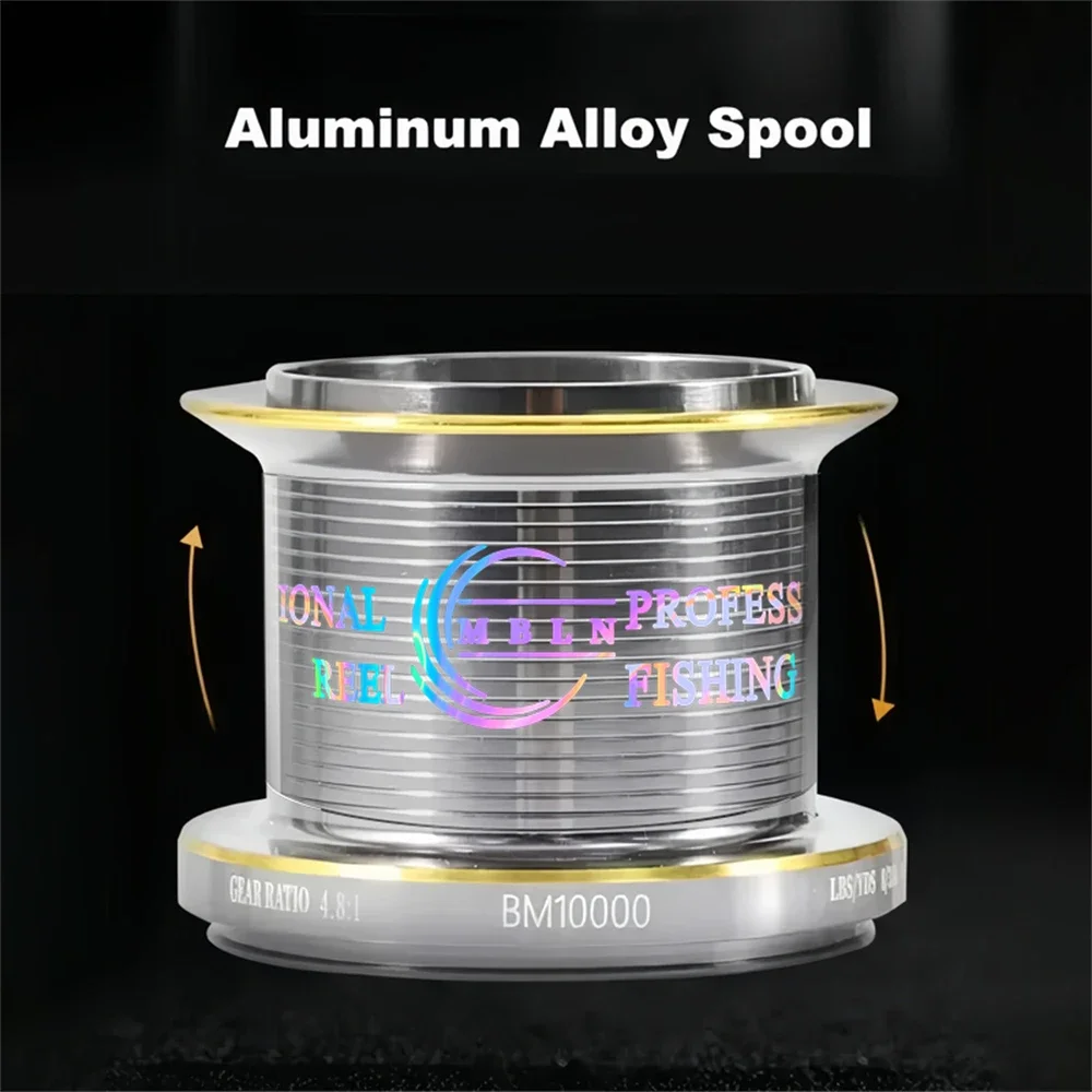 Marca MBLN, aleación completa al 90%, estructura de soporte de doble eje, carrete de pesca giratorio, arrastre máximo de 30KG, 10 + 1 rodamientos, agua salada para Surf marino - imagen 5