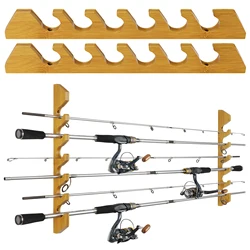 Soporte de Madera para Cañas de Pesca – Expositor Horizontal Pared