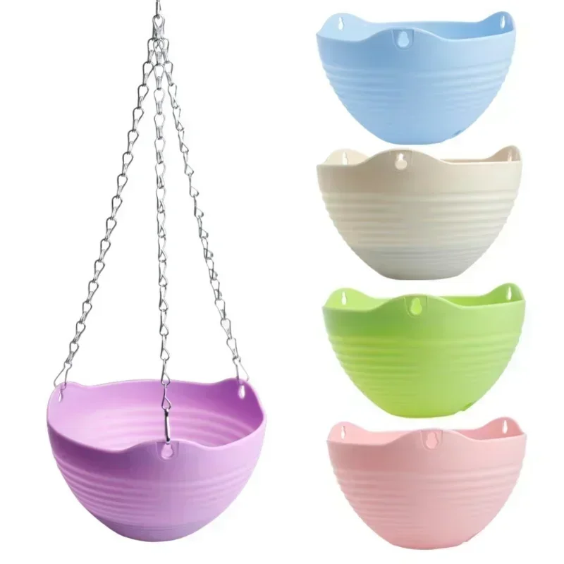 Maceta de resina gruesa de plástico para colgar flores, cesta de cadena, soporte para macetero, accesorios, suministros de jardín, tipo colgante - imagen 5
