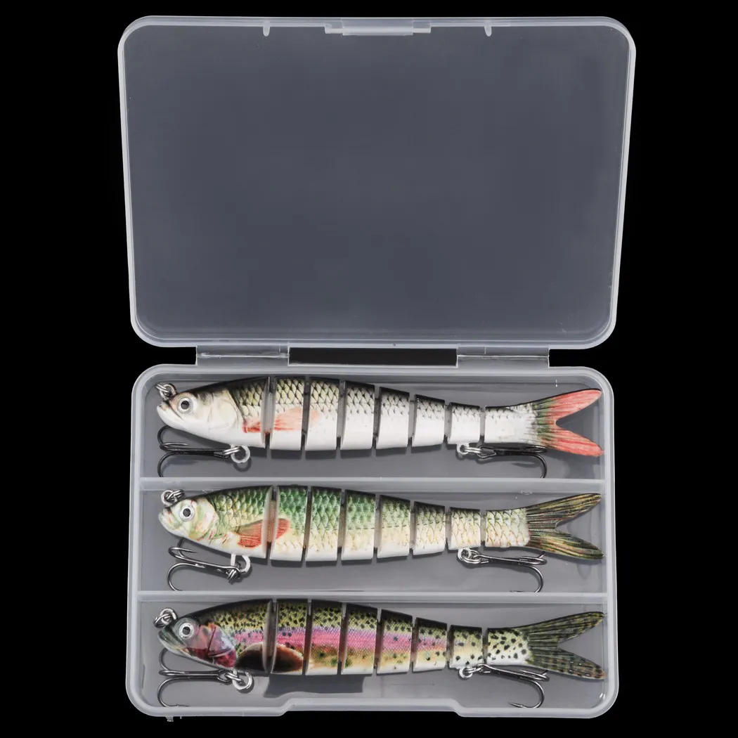 3 unids/caja 10/14cm Wobblers que se hunden Señuelos de Pesca articulados Crankbait Swimbait 8 segmentos cebo Artificial duro aparejos de pesca señuelo - imagen 4