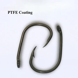 100 Uds. Anzuelo de pesca volador con revestimiento de teflón de PTFE, anzuelo de grupo de pesca europeo, anzuelos traseros curvados, pez salvaje jorobado para Tilapia