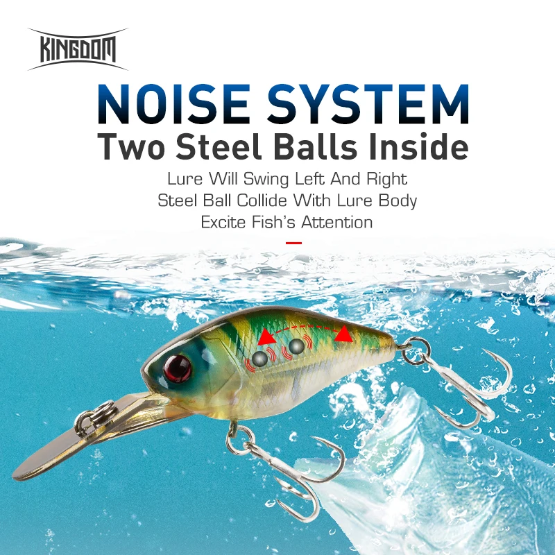 Kingdom Crankbaits-Señuelos de pesca, 5g, 50mm, hundimiento lento, columpio de pececillo, manivela pequeña, cebos artificiales, Wobblers duros para lubina y trucha - imagen 3