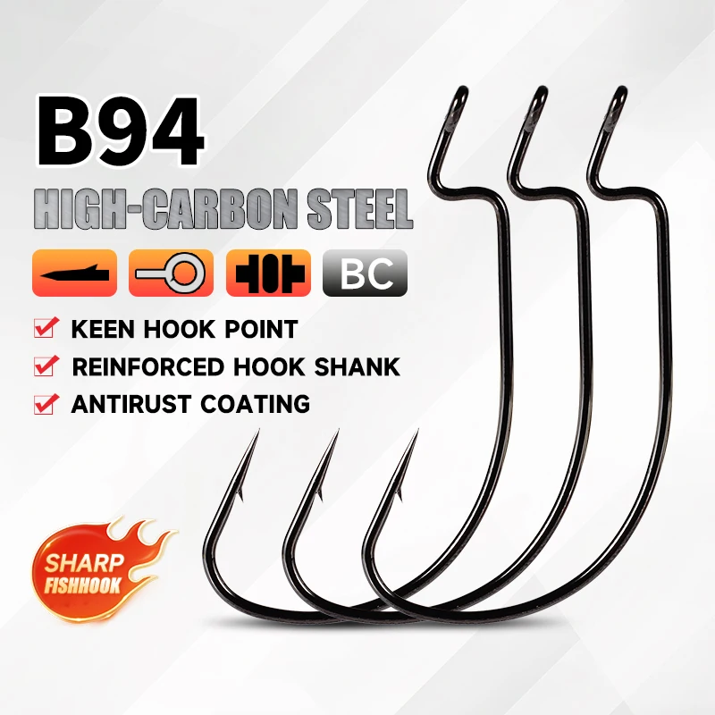 Supercontinente 10udsB94Anzuelo de pesca Offset 6 #   - 3/0 #   Anzuelo de manivela para cebo de gusano blando, anzuelo, accesorios de aparejos de pesca - imagen 2