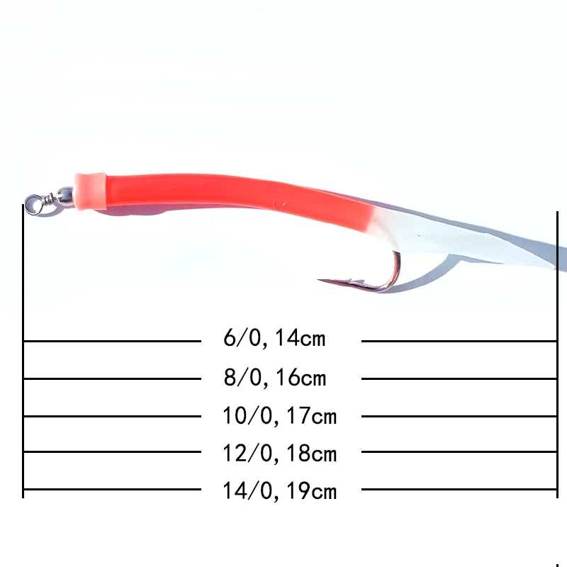 5 unids/lote rojo luminoso con Flasher bacalao pesca atún mar Sabiki Rig 6/0-14/0 anzuelos de pesca de mar brillantes accesorios de pesca de barco
