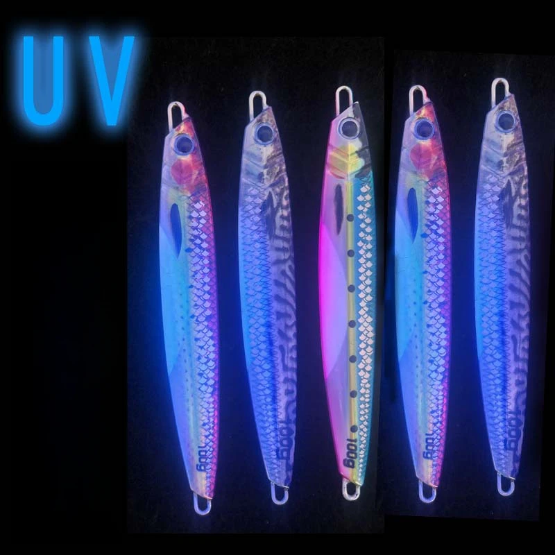 Señuelos de Pesca JIg de caída lenta, plantilla UV con estampado 3D de pescador, 40g, 60g, 80g, 120g, 150g, 200g, cebo duro de Metal que se hunde, Jigging, cebo de Pesca - imagen 2