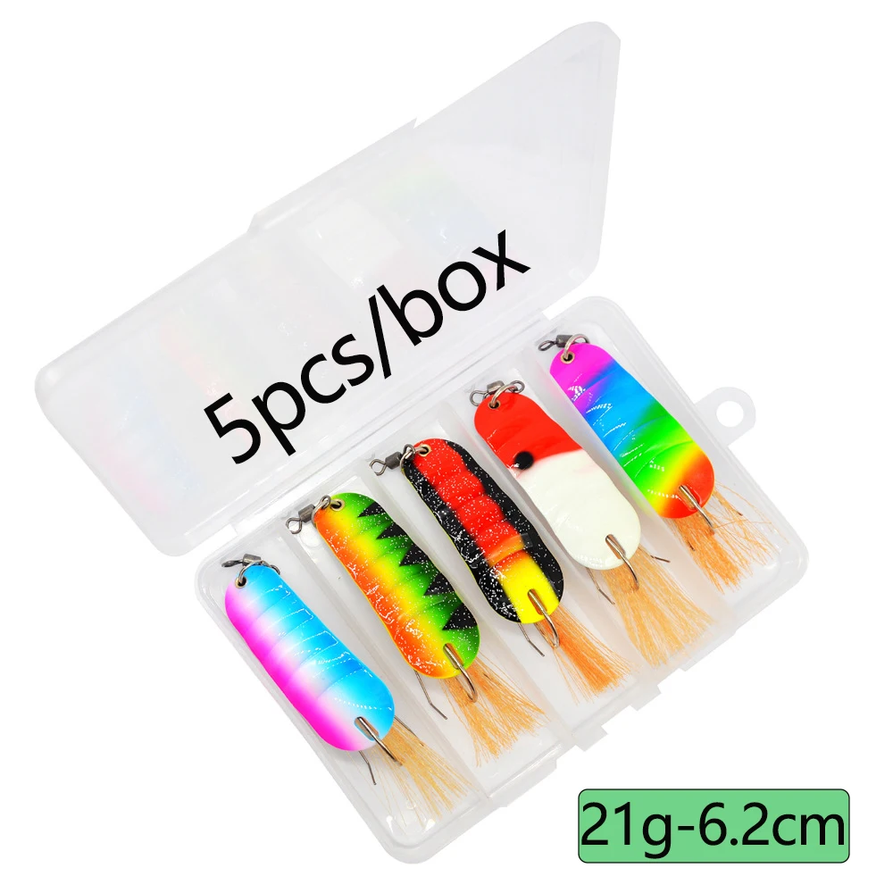 Señuelos de pesca en hielo, 5 uds., 21g, forma de pez de invierno, señuelo de hielo, suministros para cabeza de cebo, aparejos de pesca, anzuelo, cuchara de Jigging de Metal - imagen 3