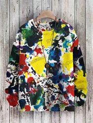 Jersey KMY26 con estampado 3D de tinta salpicada – Arte retro unisex