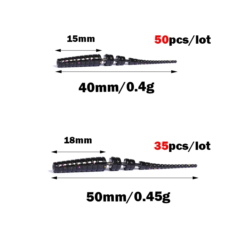 OUTKIT 4cm 5cm Pesca suave gusanos señuelos Pin cola hielo Pesca cebo suave Polaris hundimiento señuelo Pesca barato aparejos de Pesca de silicona - imagen 5
