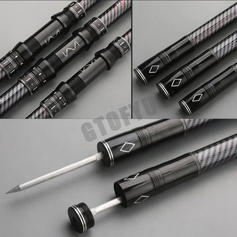 Caña de pescar portátil de 2,1-4,5 M, caña de pescar con asiento móvil, caña de pescar telescópica de fibra de carbono resistente para viaje, barco de mar, caña de pescar de río y roca