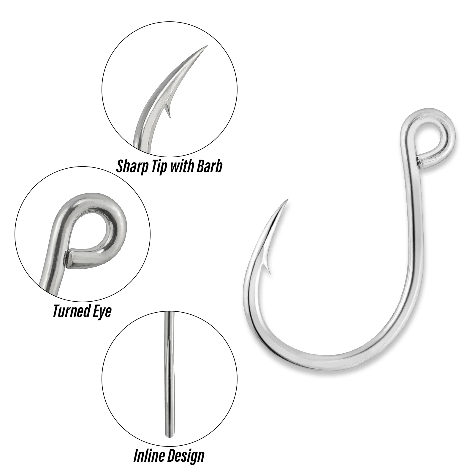 30/60 Uds gancho de repuesto para pesca anzuelo en línea gancho individual de ojo grande para cebo duro Spinnberbait Popper plantilla de Metal Crankbait - imagen 4