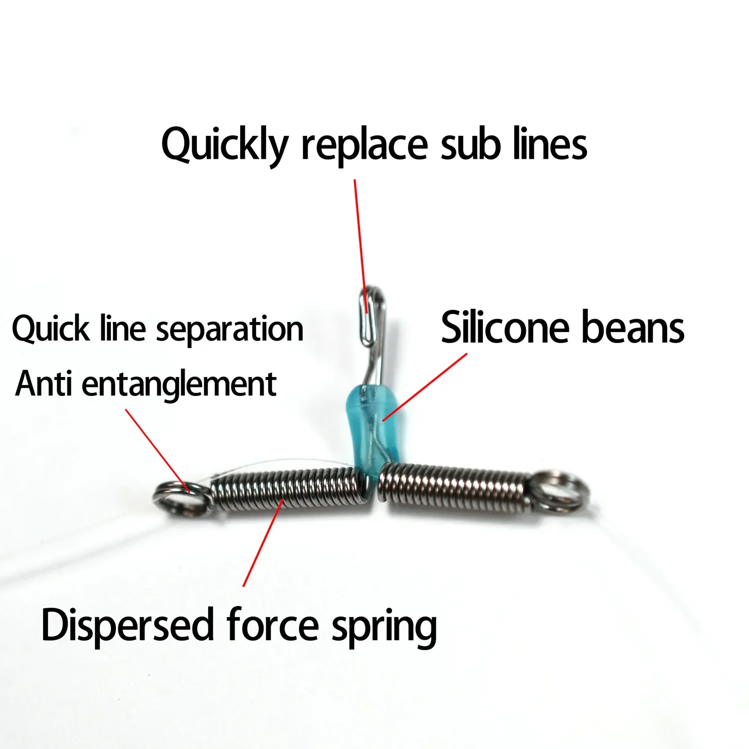 Línea de pesca de acero inoxidable, bifurcación espacial, aparejos de equilibrio, ganchos, brazo de alambre, forma de T, línea cruzada giratoria, 15 Uds. - imagen 5