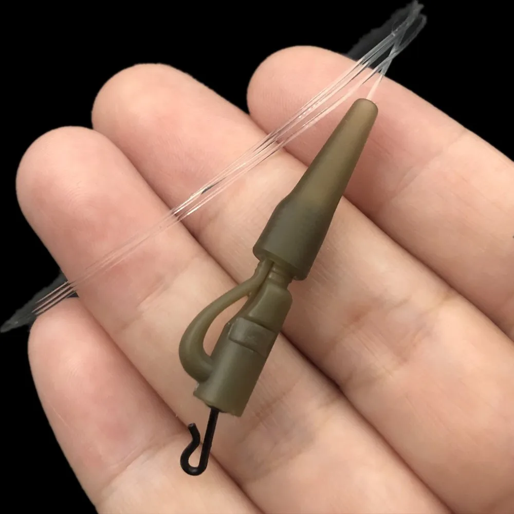 Accesorios de línea de líderes arrumados fundidos para pesca de carpa, 100% de fluorocarbono con Clips de plomo con pines, enlace de gancho, LeadCore para cables - imagen 2