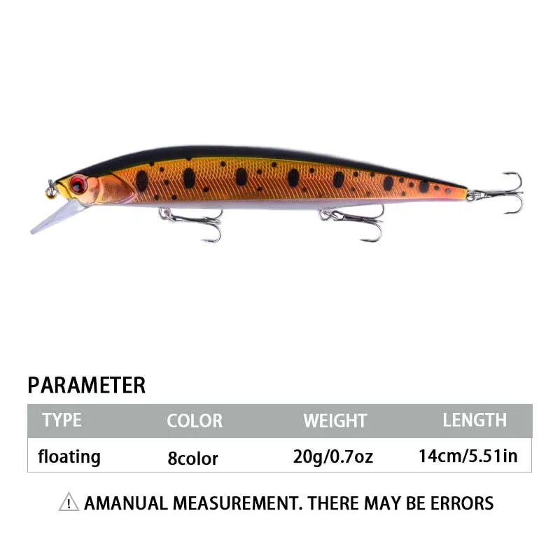 Señuelo de pesca Minnow, cebo Artificial duro láser, ojos 3D, Wobblers, aparejos de pesca de carpa, Jerkbait flotante, 1 ud. - imagen 2