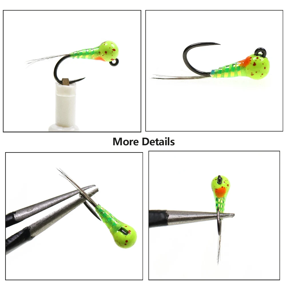 ICERIO 6 uds cabeza de cuentas de tungsteno Ninfa Euro Ninfa Perdigon mosca hundimiento rápido trucha Grayling Pesca con mosca moscas señuelos cebo Pesca - imagen 3