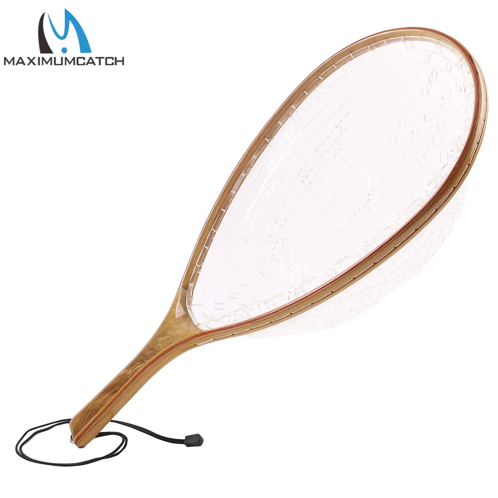 Maximumcatch-Red de aterrizaje para pesca con mosca, malla de goma transparente, Red de captura y liberación de trucha, marco de madera - imagen 5