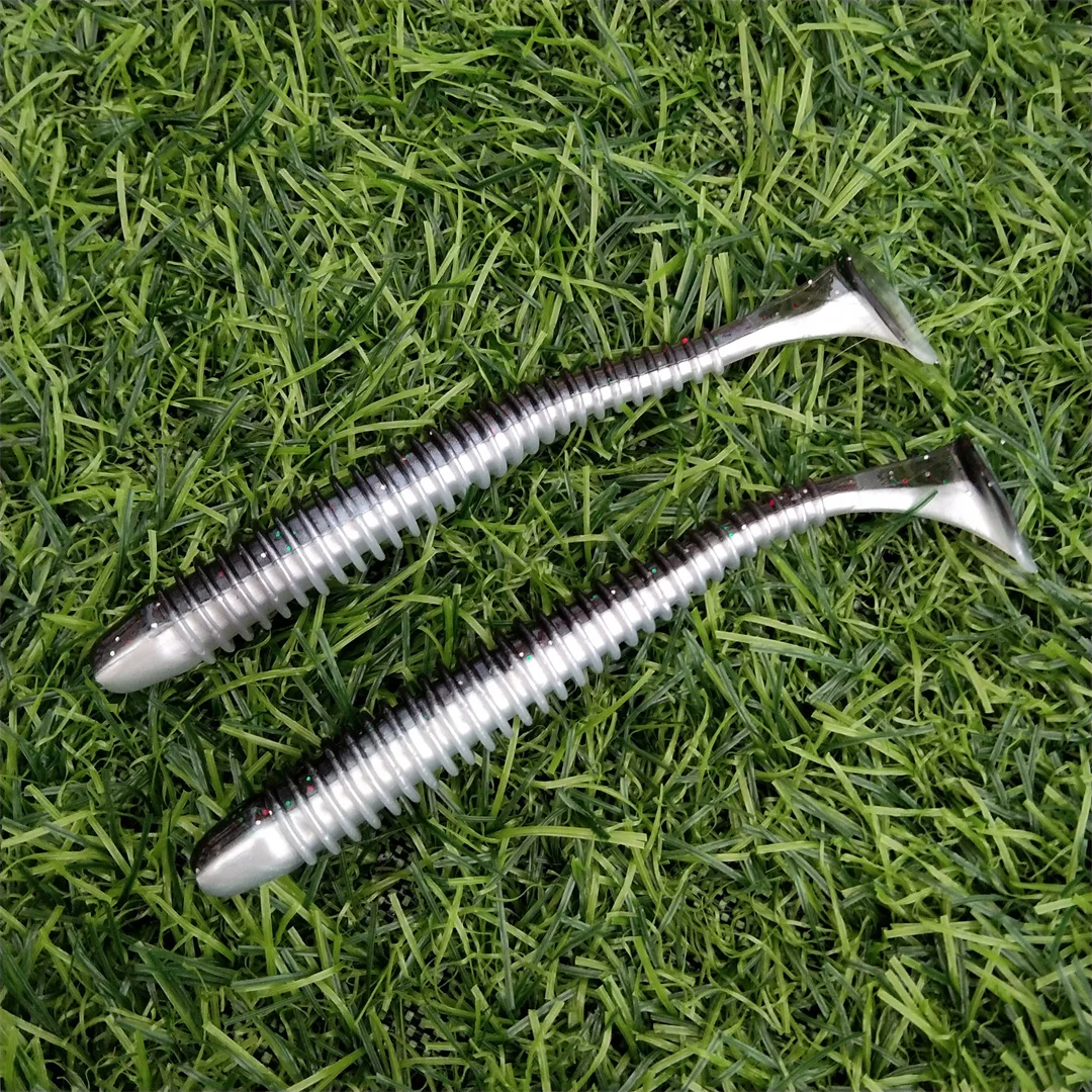 Swolfy 40 Uds 10cm 4,3g señuelos de gusano suave cebo de silicona Swimbait cebo Wobblers de peces de mar productos para aparejos artificiales de pesca - imagen 5