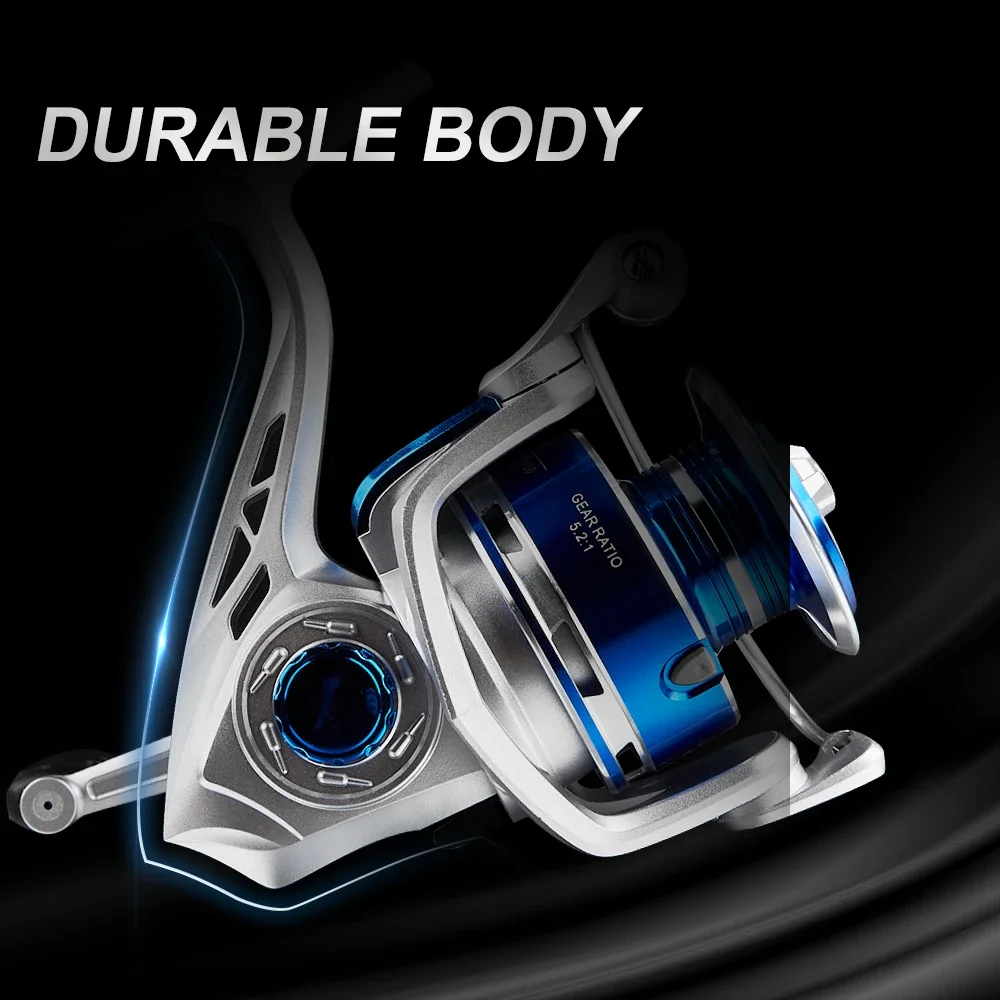 Carrete giratorio de CA, carrete de pesca de agua dulce de agua salada, arrastre máximo de 22 libras, relación de engranaje 5,2: 1, con carrete de Metal y balancín plegable - imagen 2