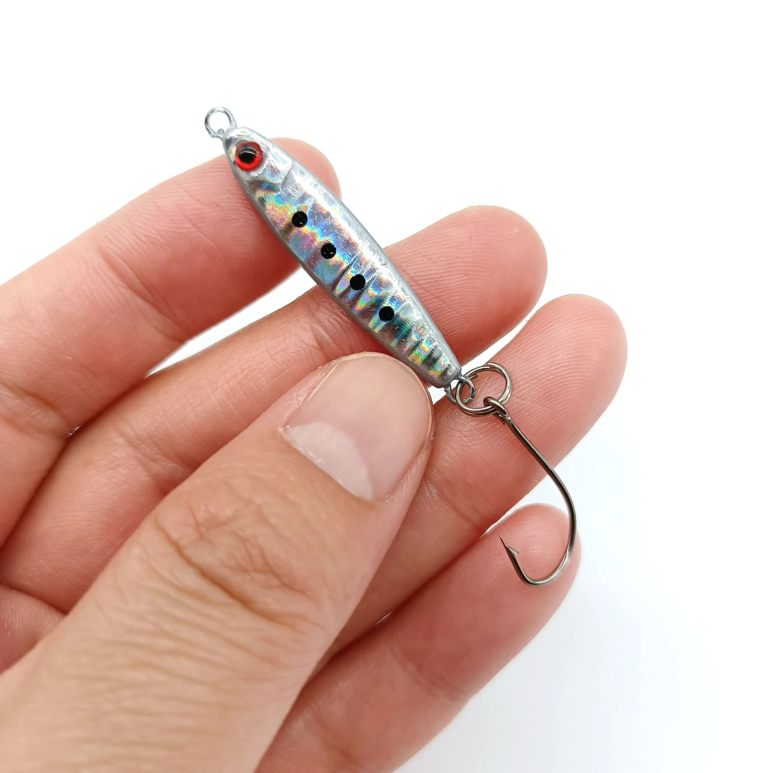 DUODUOYU-Mini Plantilla de Metal para pesca, 5g/35mm, pez pequeño con un solo gancho Isca, equipo de pesca Artificial - imagen 5