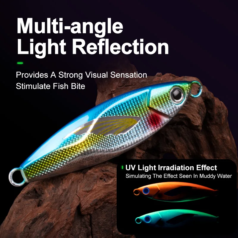 OBSESSION J106 30g 40g 60g 80g Micro Slow Sink Metal Jigging Fishing Lure Dubstep Wing Skin Tuna Bass Spoon Jig Sea Boat Lure - imagen 5