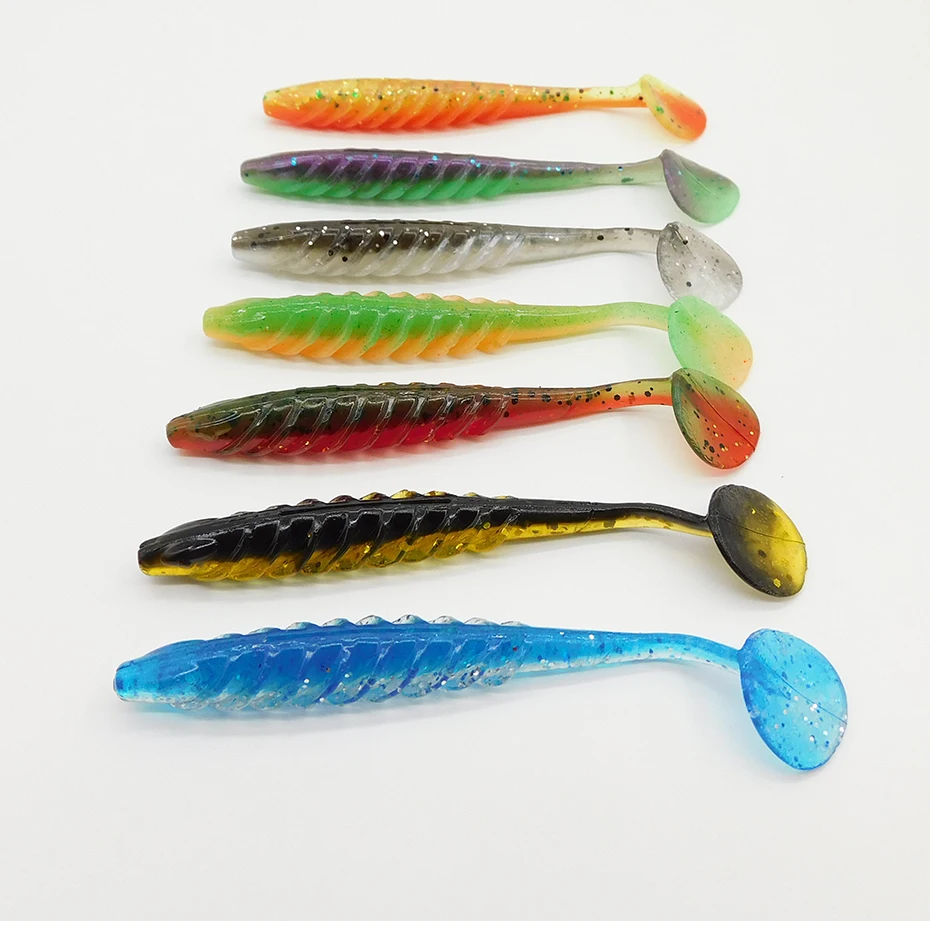 ESFISHING-señuelo de plástico suave, 2,8 pulgadas, 12 Uds., Ondulación Shad, cola en T pequeña, Swimbait, cebo de pesca Jigging para aparejos de perca de lubina - imagen 3