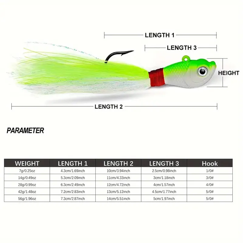 Plantillas Bucktail, anzuelo para cabeza, cebo para ojos 3D, 7g, 10g, 14g, gancho de plumas para pelo de ciervo, señuelo de pesca para Jigging y Barba - imagen 3