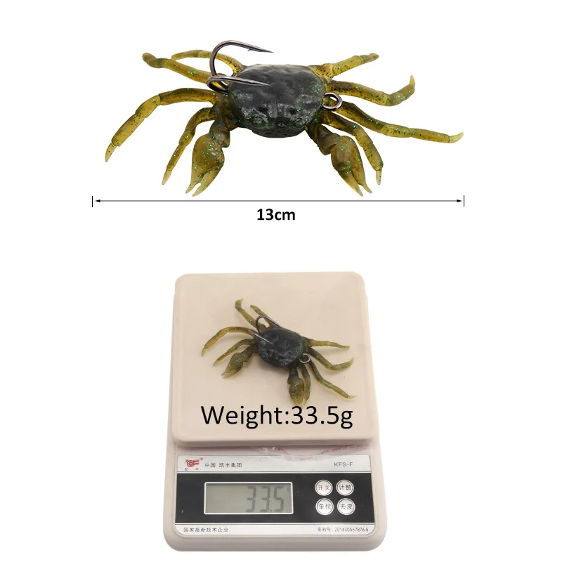 1 Uds. Señuelos de pesca 13cm 33,5g señuelos artificiales simulación 3D anzuelo de cangrejo cebo suave pesca de mar lubina bagre suministros de engranajes de pesca - imagen 3