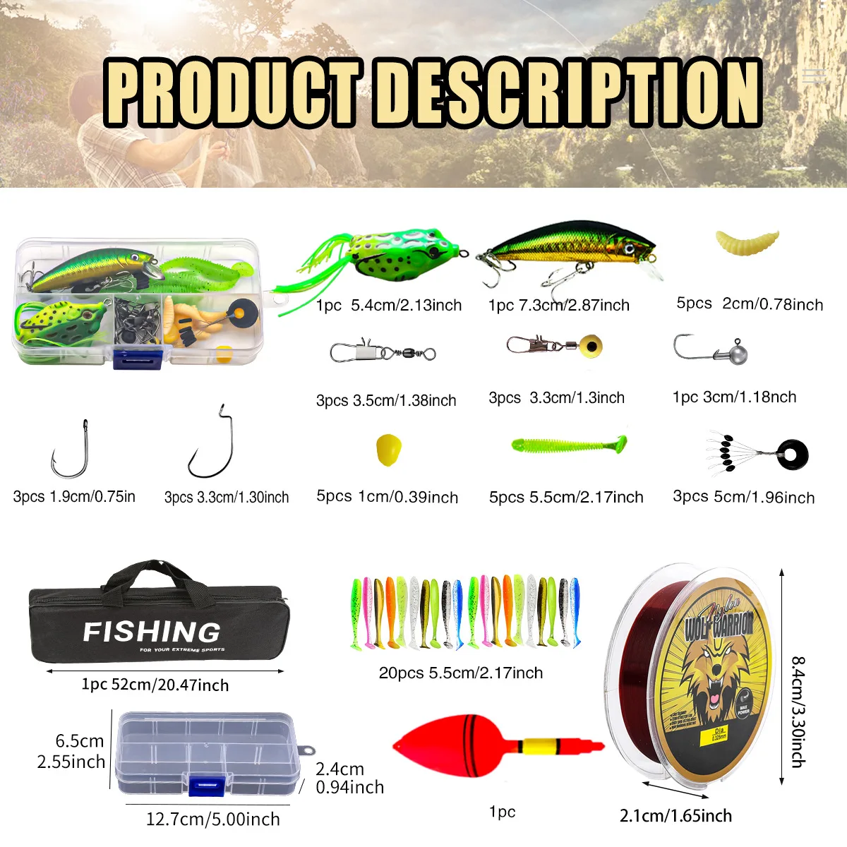 Kit de Pesca Completo: Caña, Carrete, Bolsa y Alicates - imagen 3