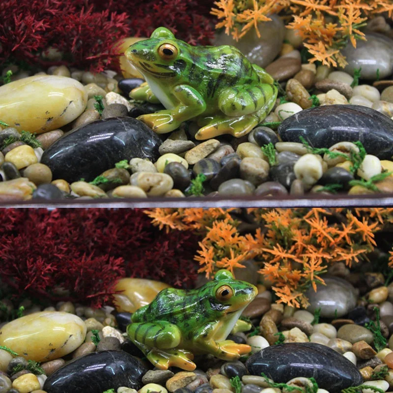 Bonita estatua decorativa de rana de resina DIY, decoración de tienda de bonsái para jardín al aire libre, escultura de Animal para escritorio, adorno de decoración de jardín - imagen 5