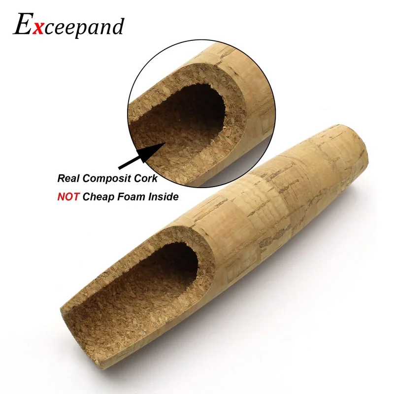 Exceepand mango de caña de pescar giratoria de corcho compuesto, empuñaduras de mango dividido, piezas de repuesto para construcción o reparación de caña de pescar - imagen 4