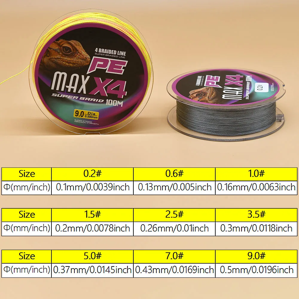 Línea de pesca trenzada de 4 hebras, 100% PE, 6-90 LB, líneas trenzadas sensibles, superrendimiento y rentable - imagen 4